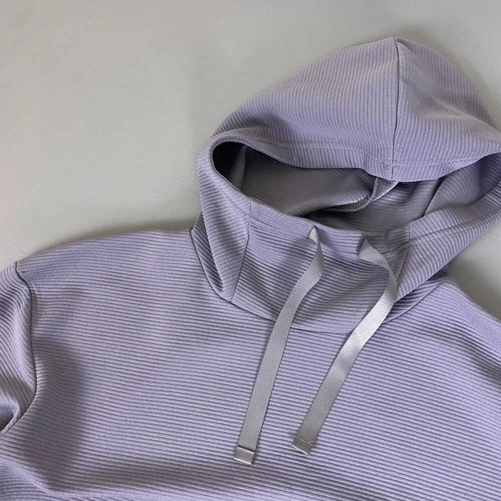 Nike Dri-Fit Pullover Hoodie Women's Large Purple Ribbed Cowl Neck Activewear *